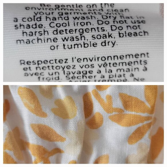 Peony Swimwear Linen Smocked Mini Dress Daffodil Floral Dress- M - Picture 8 of 11